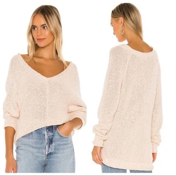 NWT Free People bright lights v-neck sweater in chamoix Sz M - Picture 1 of 10
